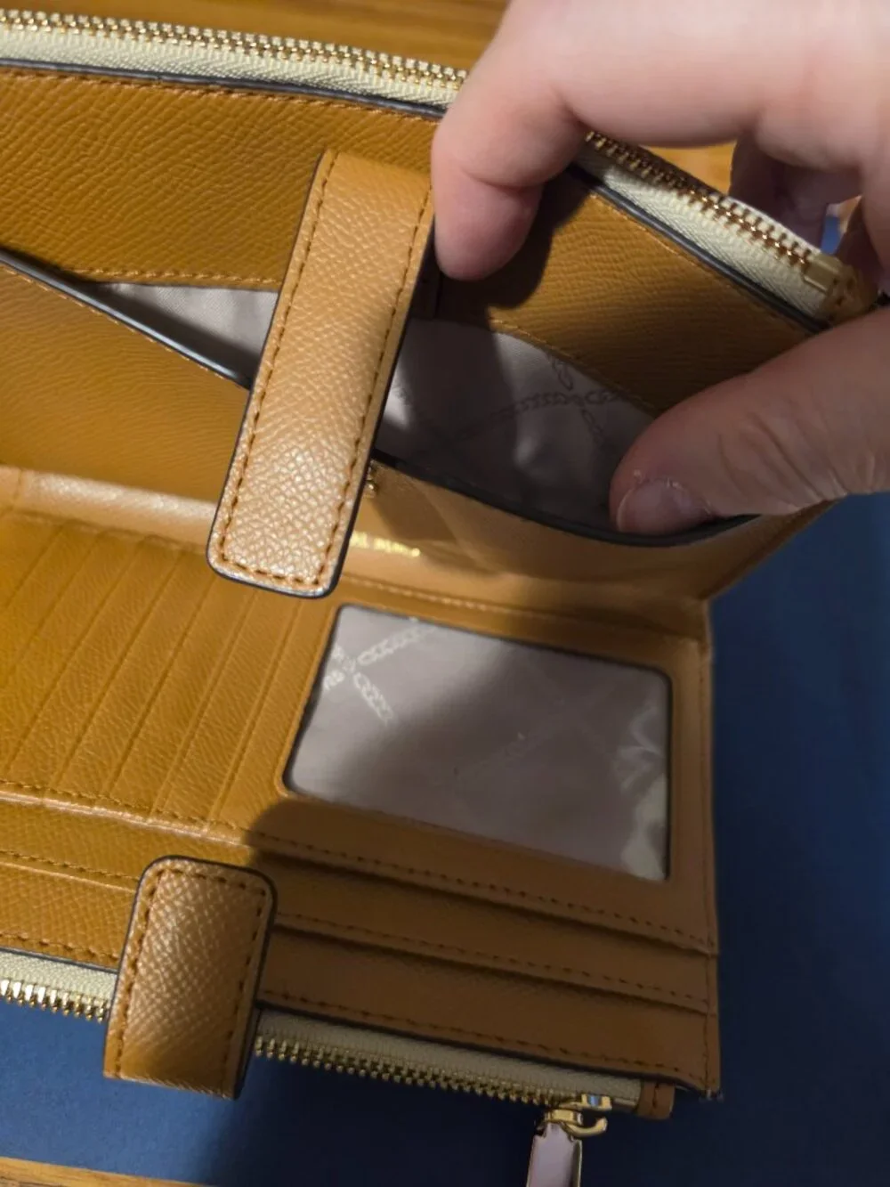 NWOT Michael Kors Adele Double Zip Wristlet Gold Metallic MK Signature - Picture 7 of 9